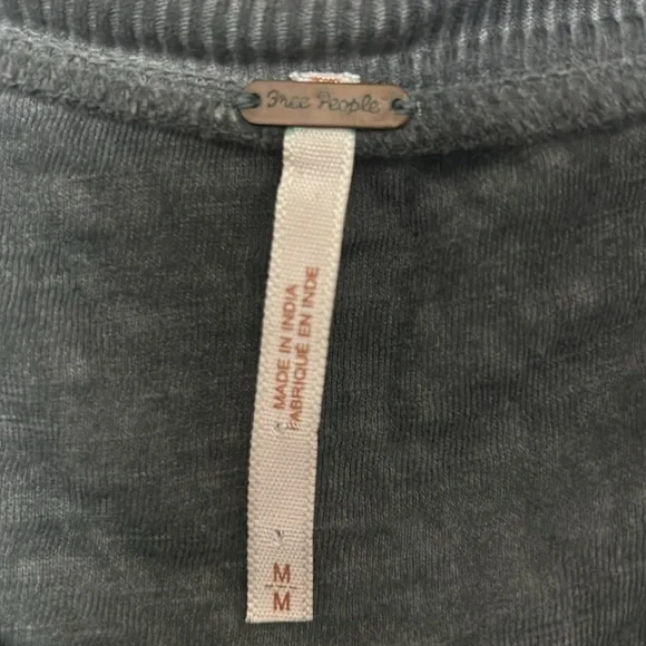 Free People Tiger Eyes Heathered Black Sequin Placket Henley tee - Picture 6 of 6